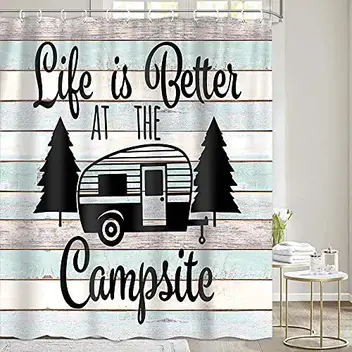 6 Great Shower Curtain Options For Rv, Happy Camper Rv Shower Curtain