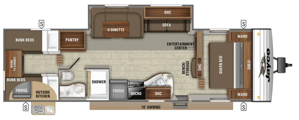 small travel trailer with triple bunk