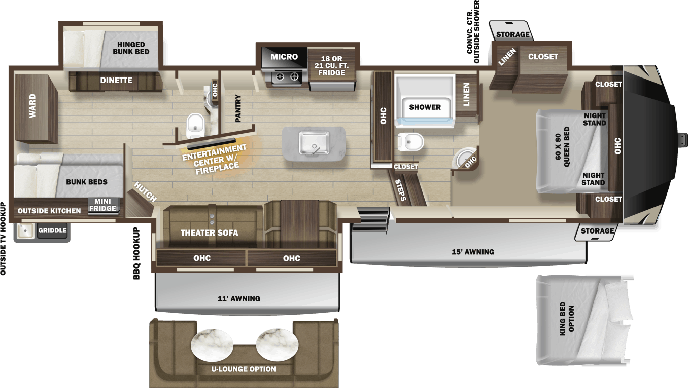 10 Amazing 5th Wheel Bunkhouse Floor Plans Team Camping