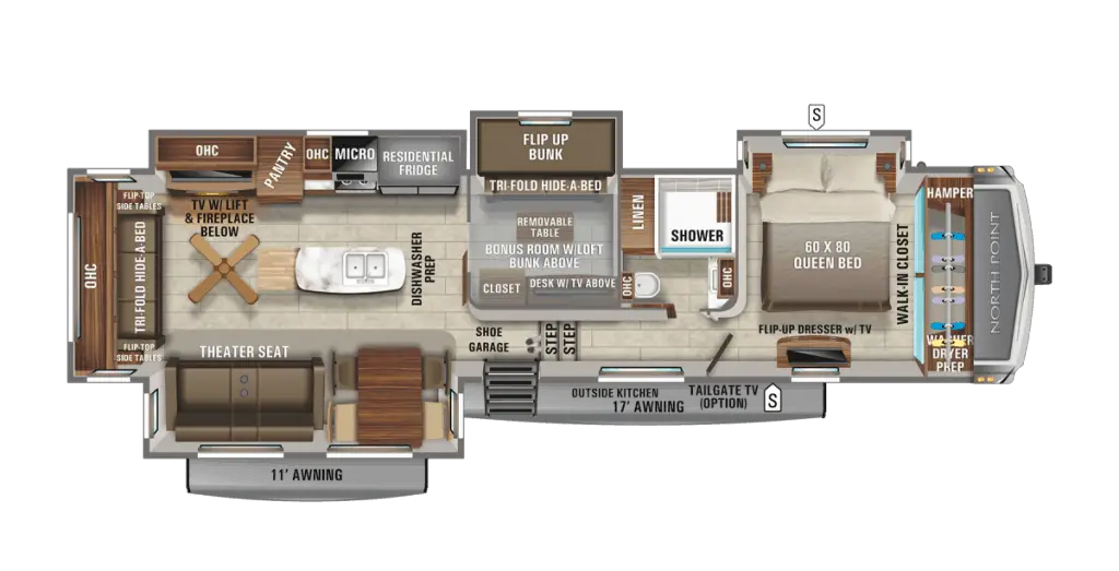 travel trailer with slide out bunk room